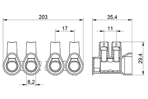 Venta, distribuidor, mayorista Regleta de conexin PRO35 para instalaciones con amplia embocadura y cubierta posterior removible.